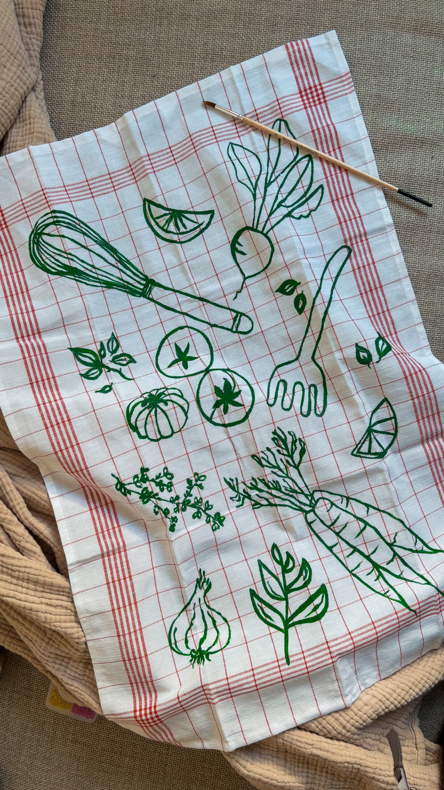 selbstbemaltes Geschirrtuch